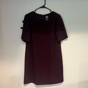 Plum Shift Dress with Bow Detailed Sleeves